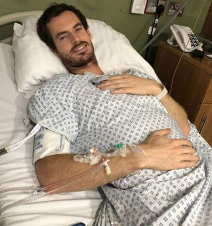 Teddy Barron Murray’s dad, Andy Murray after surgery.